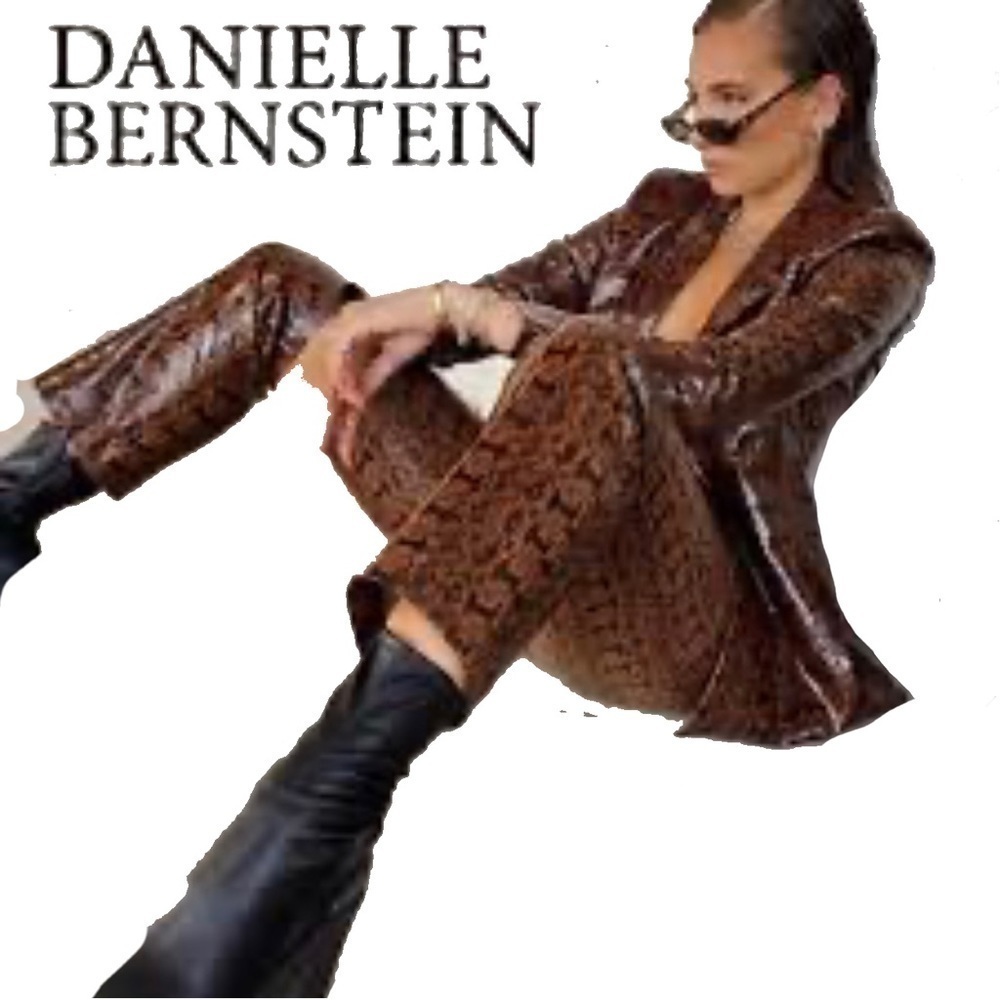 Danielle Bernstein NWT Womens Blazer Brown Faux-Snake Skin Jacket Size Small